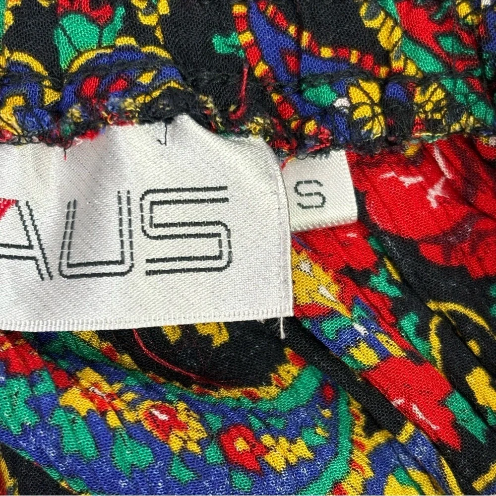 Vintage 1990s Chaus Midi Skirt Elastic Gathered‎ Waist Paisley Print Size Small